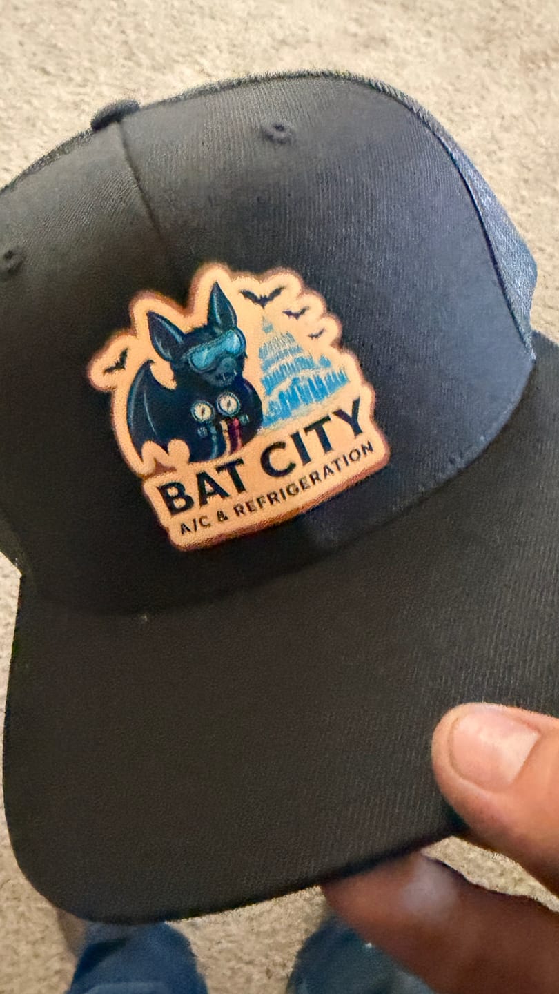 Customer photo review of Custom Full-Color Leather Patch Flatbill Trucker Hat - Richardson 511