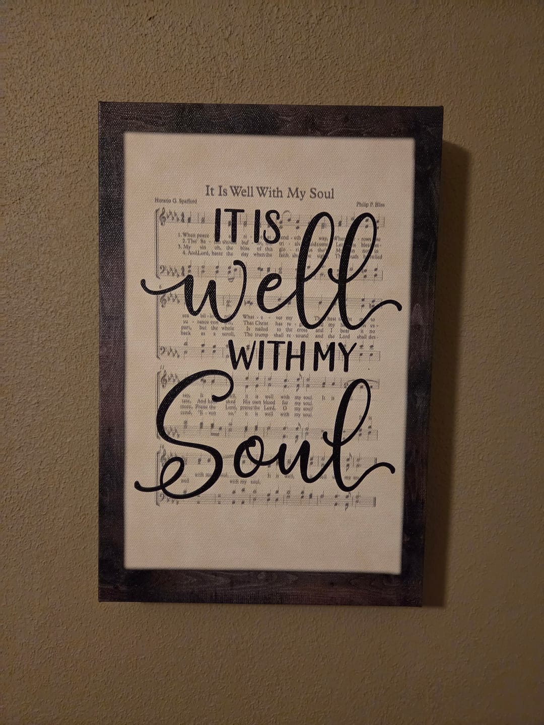 Customer photo review of It Is Well With My Soul, Hymn Sheet Music, Christian Wall Art Canvas