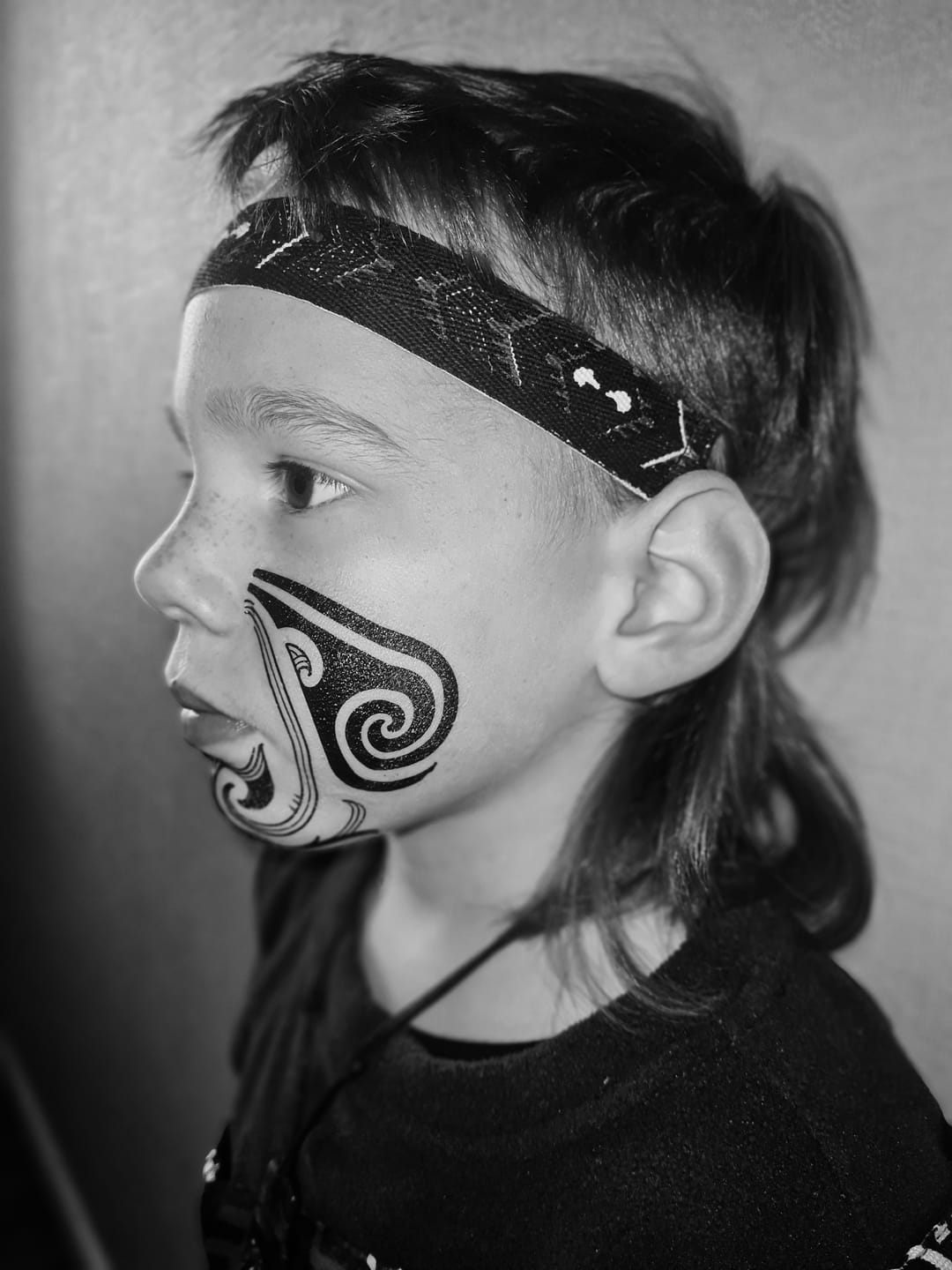 Customer photo review of Full Face Male Maori Kirituhi Temporary Tattoo