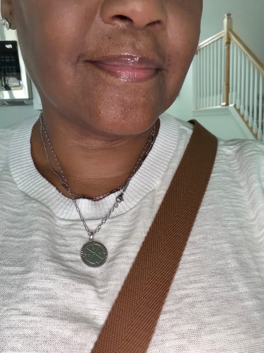 Customer photo review of Engravable Compass Necklace
