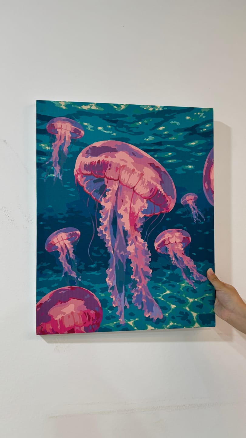 Customer photo review of Pink Jelly Fishes | Paint by Number