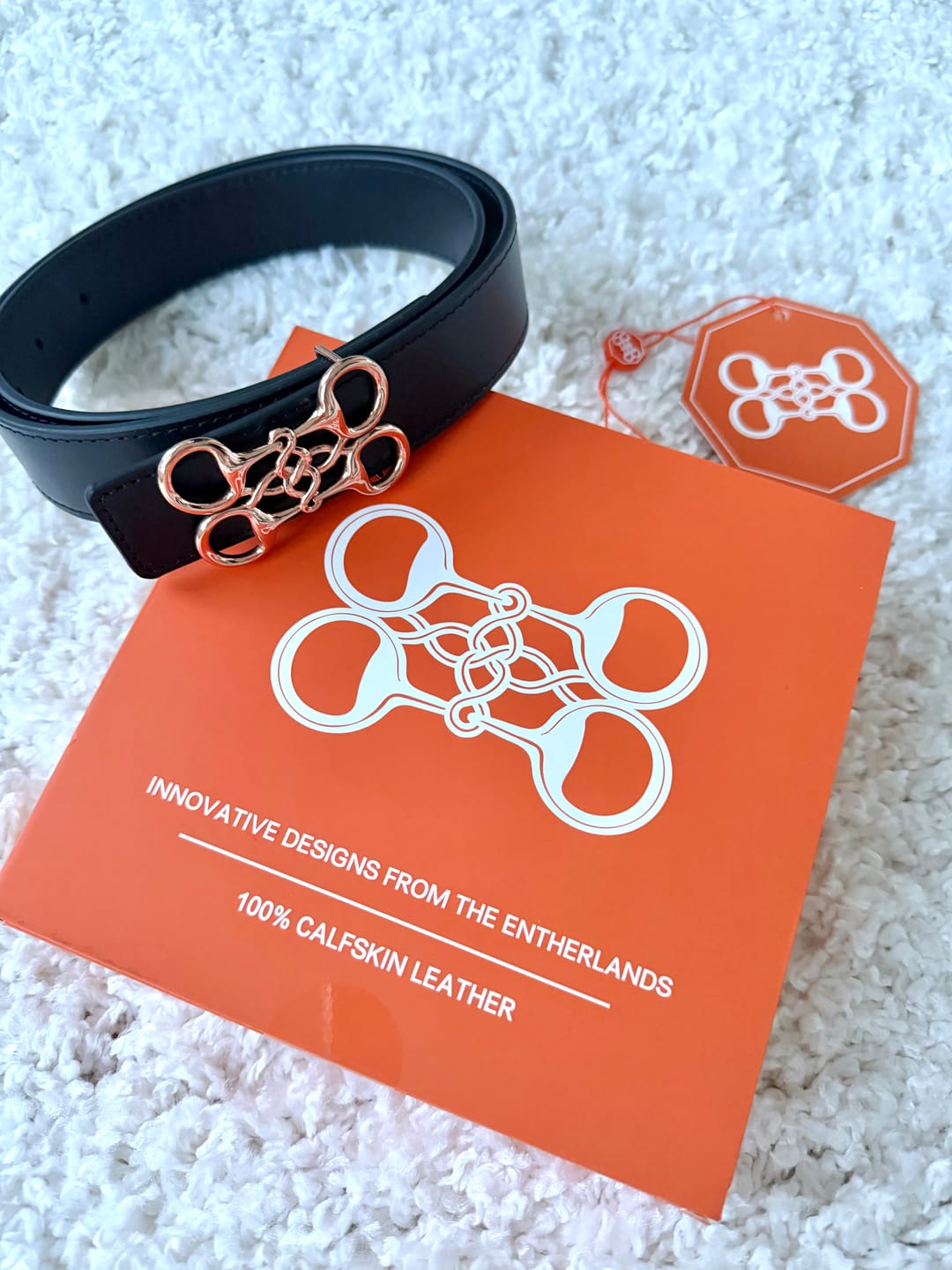 Customer photo review of GINNY LEATHER BIT BELT | BLACK - ROSE GOLD