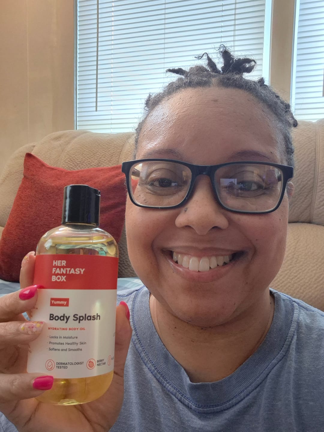 Customer photo review of Body Splash - Skin Smoothing Body Oil  (Yummy)