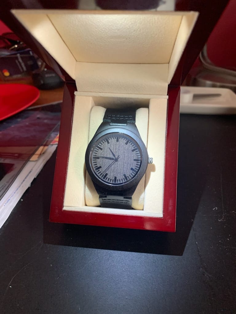 Customer photo review of To My Dad - Premium Engraved Wood Watch - SS484