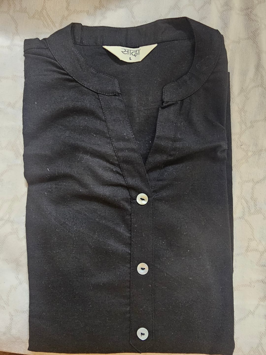 Customer photo review of Women Black Airy Linen Short Kurta