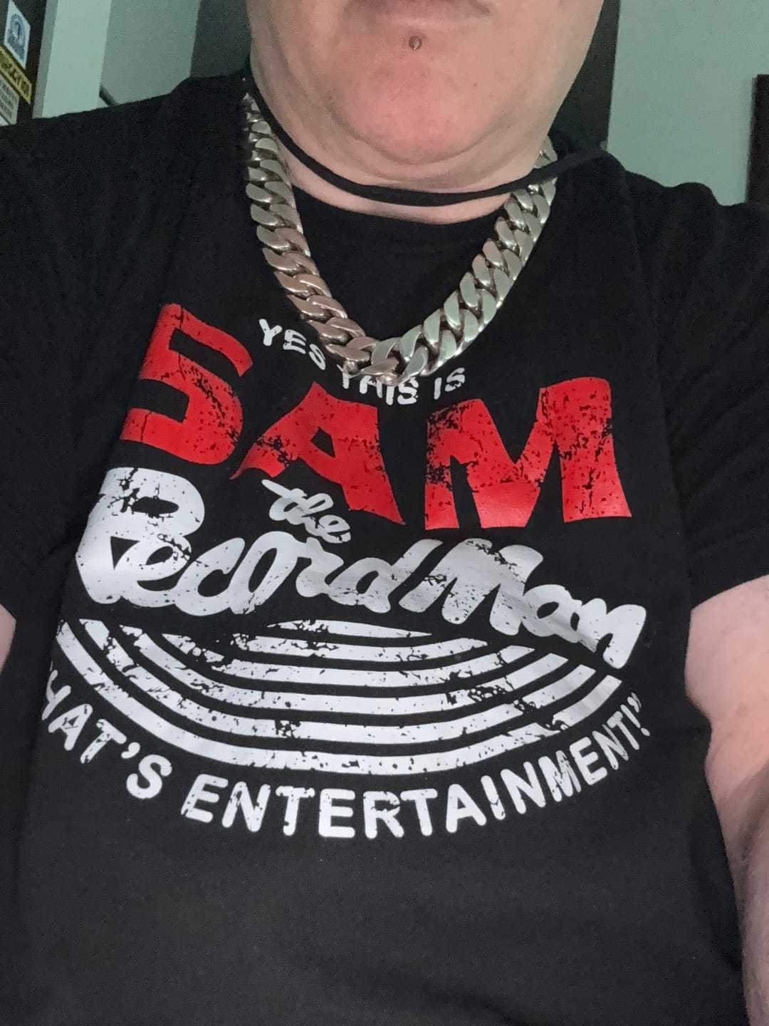Customer photo review of Sam the Record Man T-Shirt