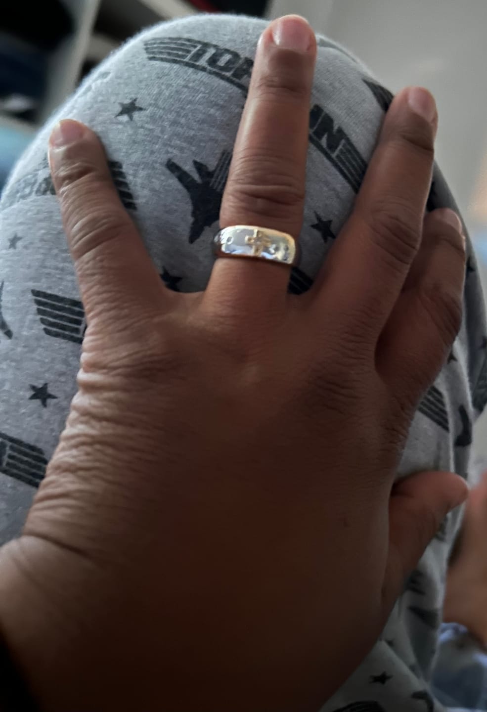 Customer photo review of Christianartworkshop Modern Style Two-tone Gold Cross Alloy Ring(Made in Holy Land)