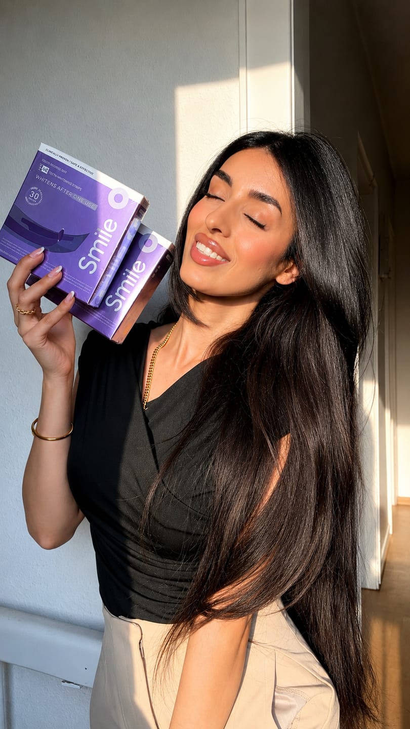 Customer photo review of V24 Violetinės Dantų Balinimo Juostelės