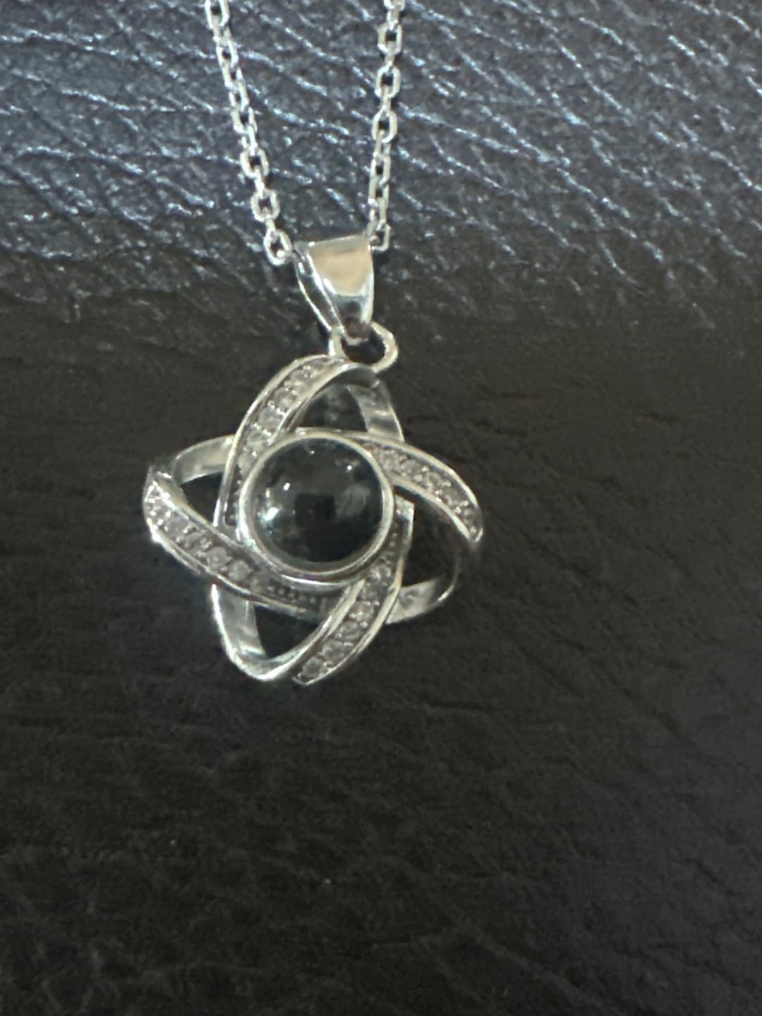 Customer photo review of Custom Photo Projection Interlocked Pendant Necklace