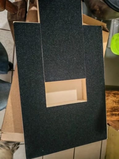 Customer photo review of Dog Nail Scratch Board with Treat Box – Stress Free Nail Filing for Dogs