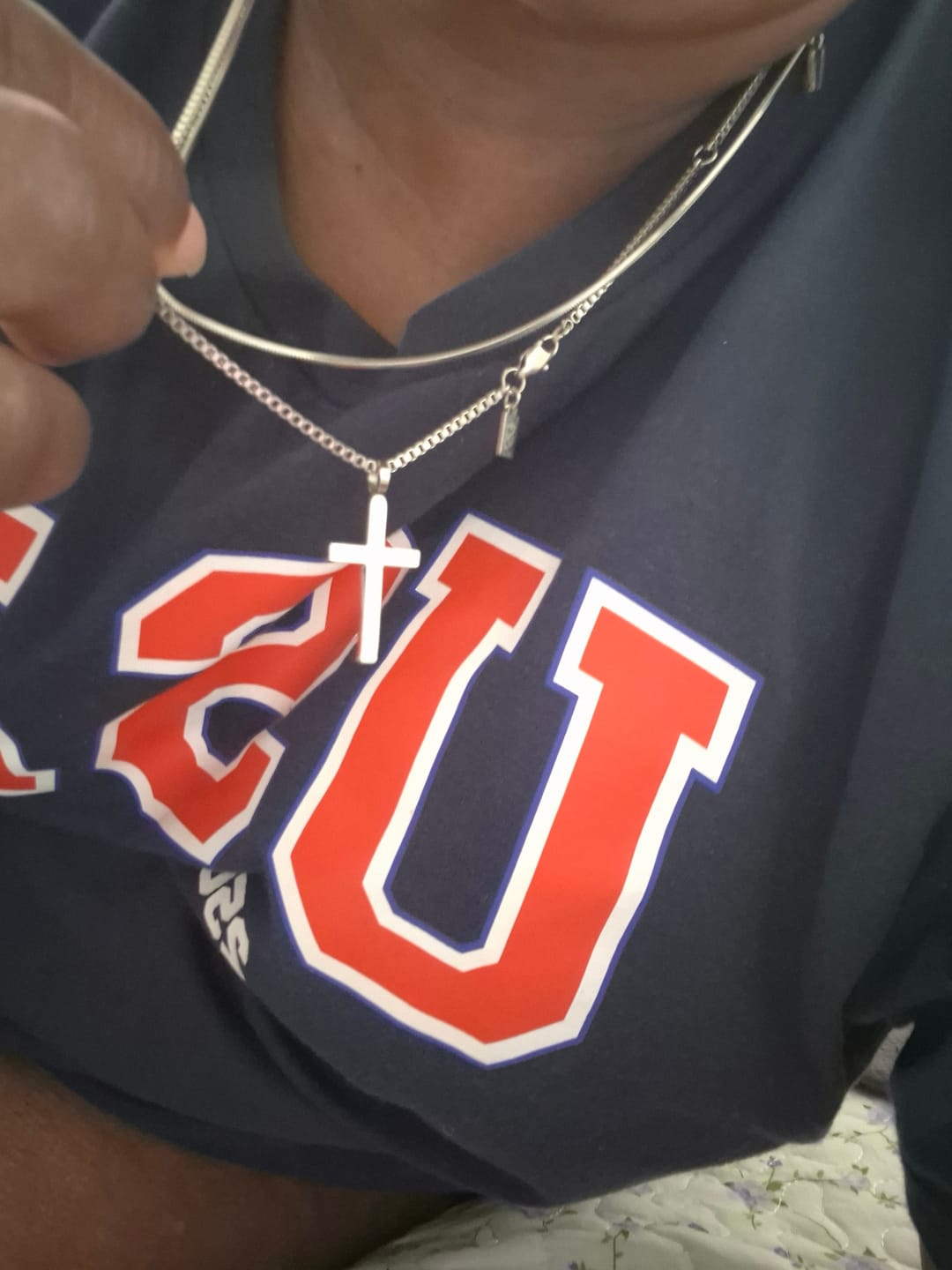 Customer photo review of Classic Cross Necklace Duo