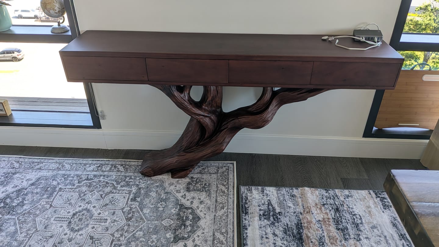 Customer photo review of Mid Century Wooden Console Table For Living Room Contemporary Accent