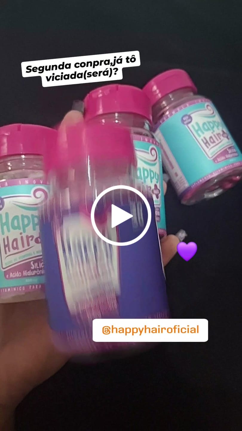 Customer video review of Happy Hair 3 Potes + 1 Colágeno Grátis