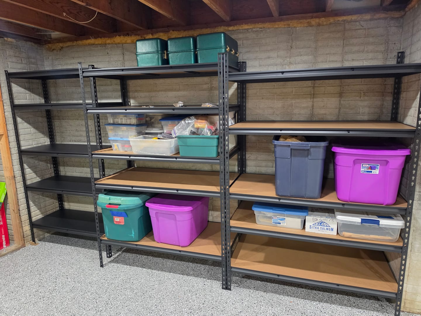 Customer photo review of Reibii 48.2" W x 24" D Heavy Duty Garage Shelving Units Load 3000LBS, Adjustable Steel Shelves for Garage Basement Warehouse