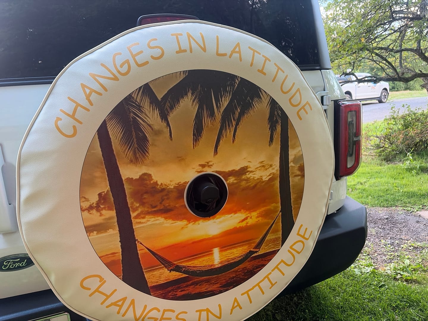 Customer photo review of Changes in Latitude Changes in Attitude Sunset Spare Tire Cover