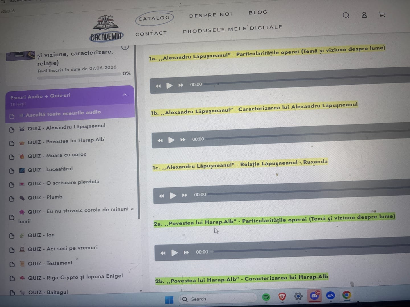 Customer photo review of Audiobook – Eseuri Audio BAC Română (temă și viziune, caracterizare, relație) + Quiz-uri