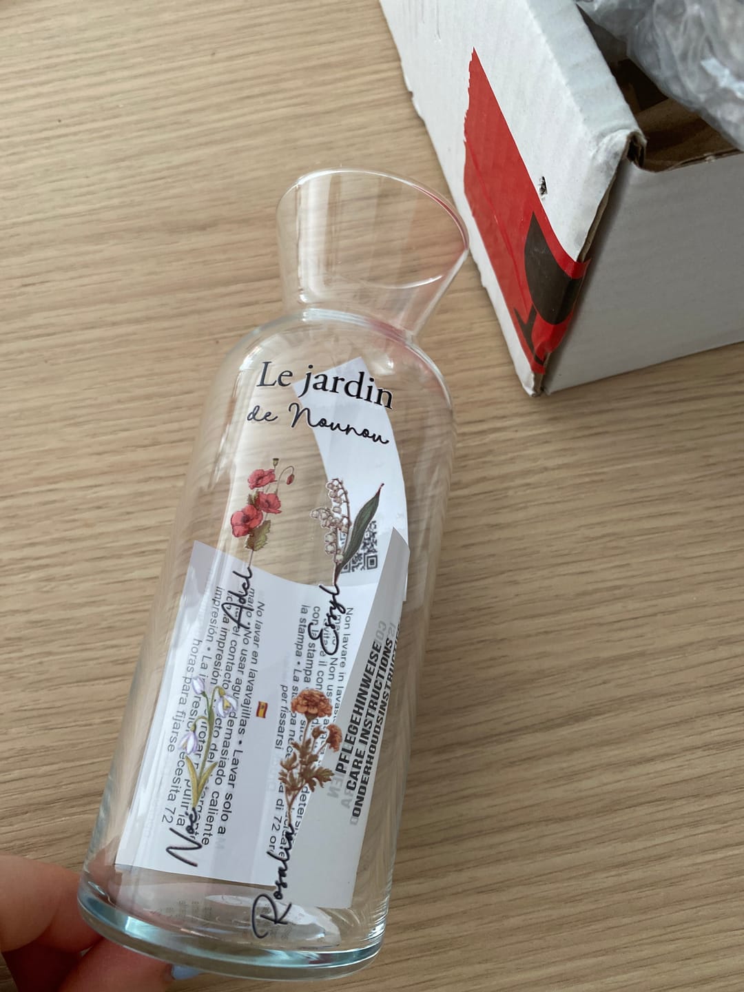Customer photo review of Toujours en fleur – Vase personnalisé en verre avec fleurs et prénoms pour parents et grands-parents