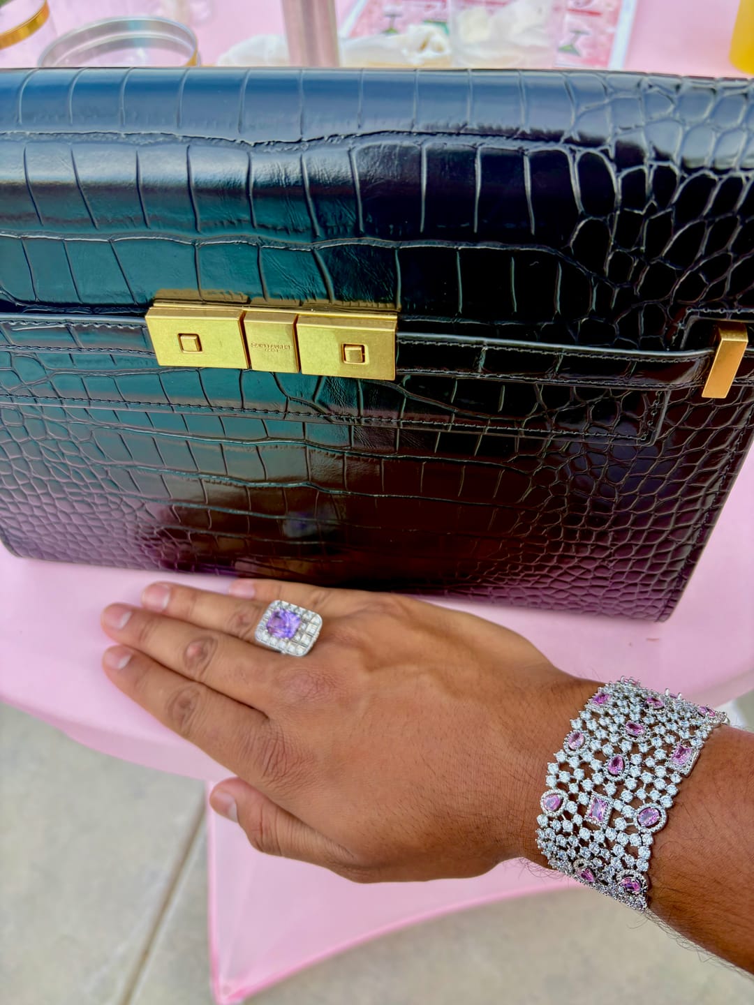 Customer photo review of Blush Lattice Cuff Bracelet