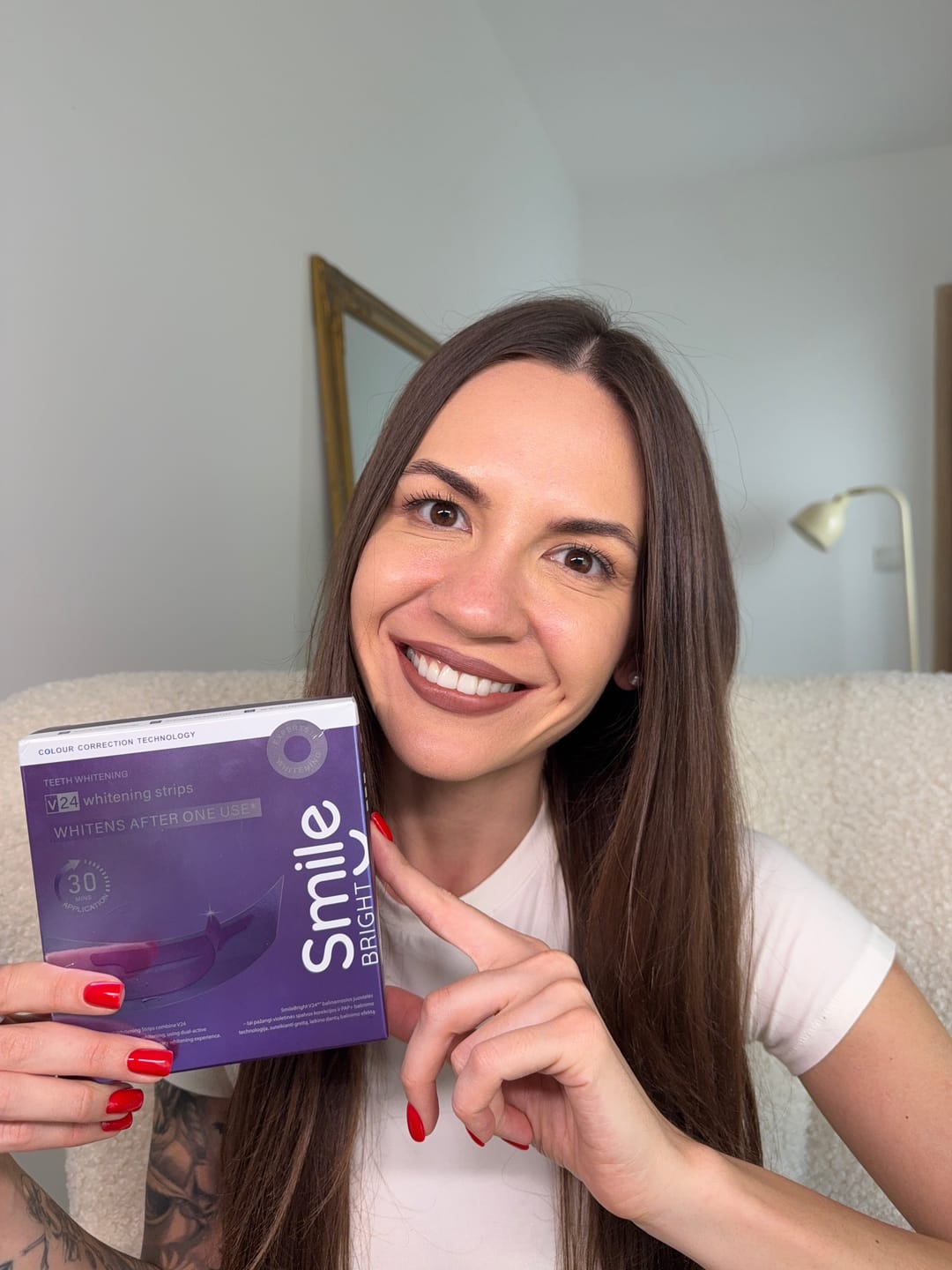 Customer photo review of V24 Violetinės Dantų Balinimo Juostelės