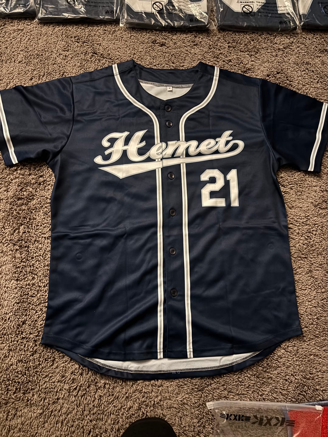 Customer photo review of Custom Navy White-Gray Classic Style Authentic Baseball Jersey