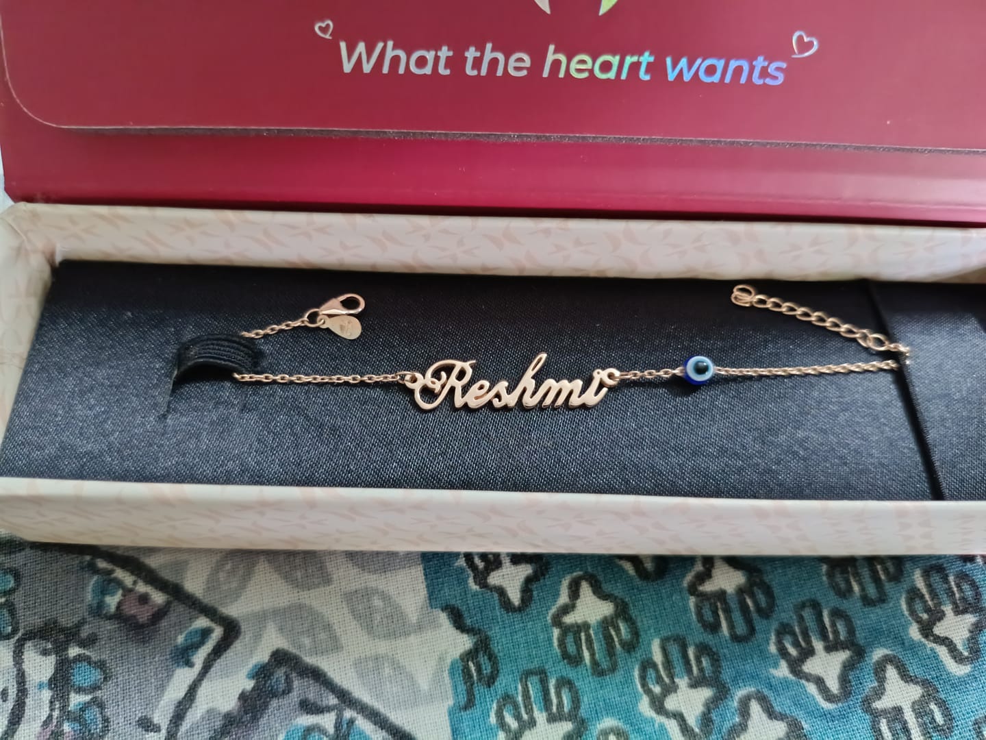 Customer photo review of Rose Gold Personalised Classic Evil Eye Bracelet