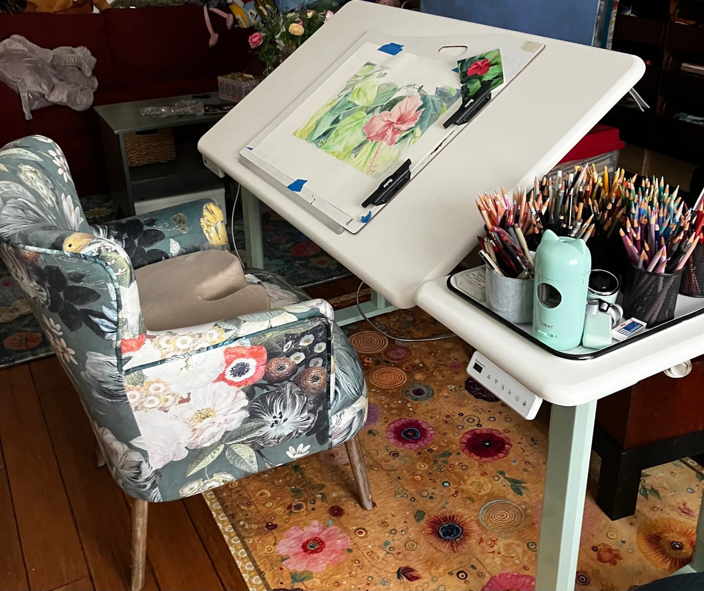 Customer photo review of Art Drawing Desk | Electric Standing Desk with Tilting Top