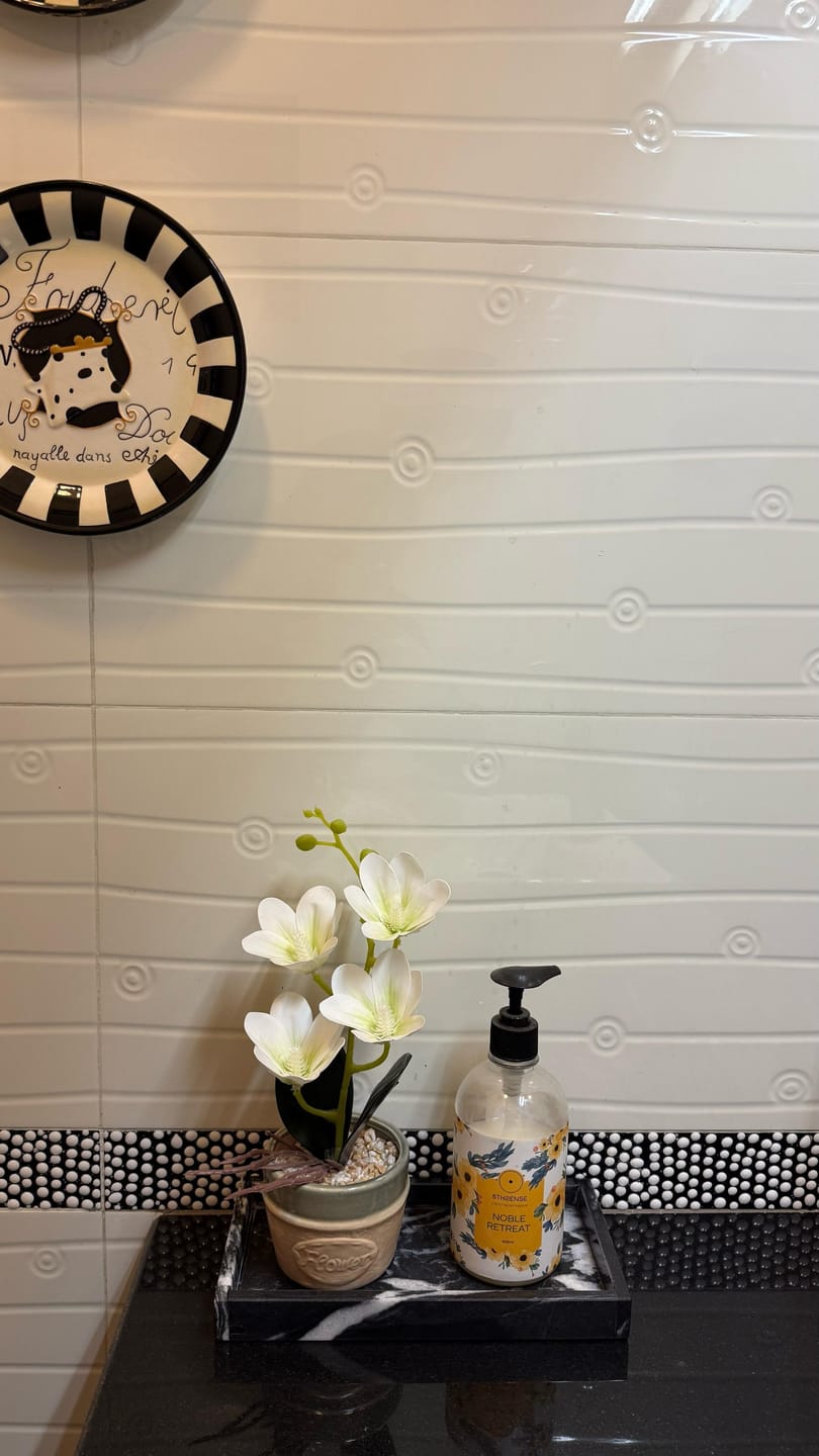 Customer photo review of Monochrome Bathroom Tray - Black & White Marble Vanity Organizer