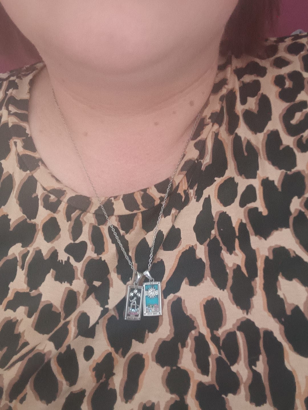 Customer photo review of The Moon - Silver Tarot card Dainty Necklace