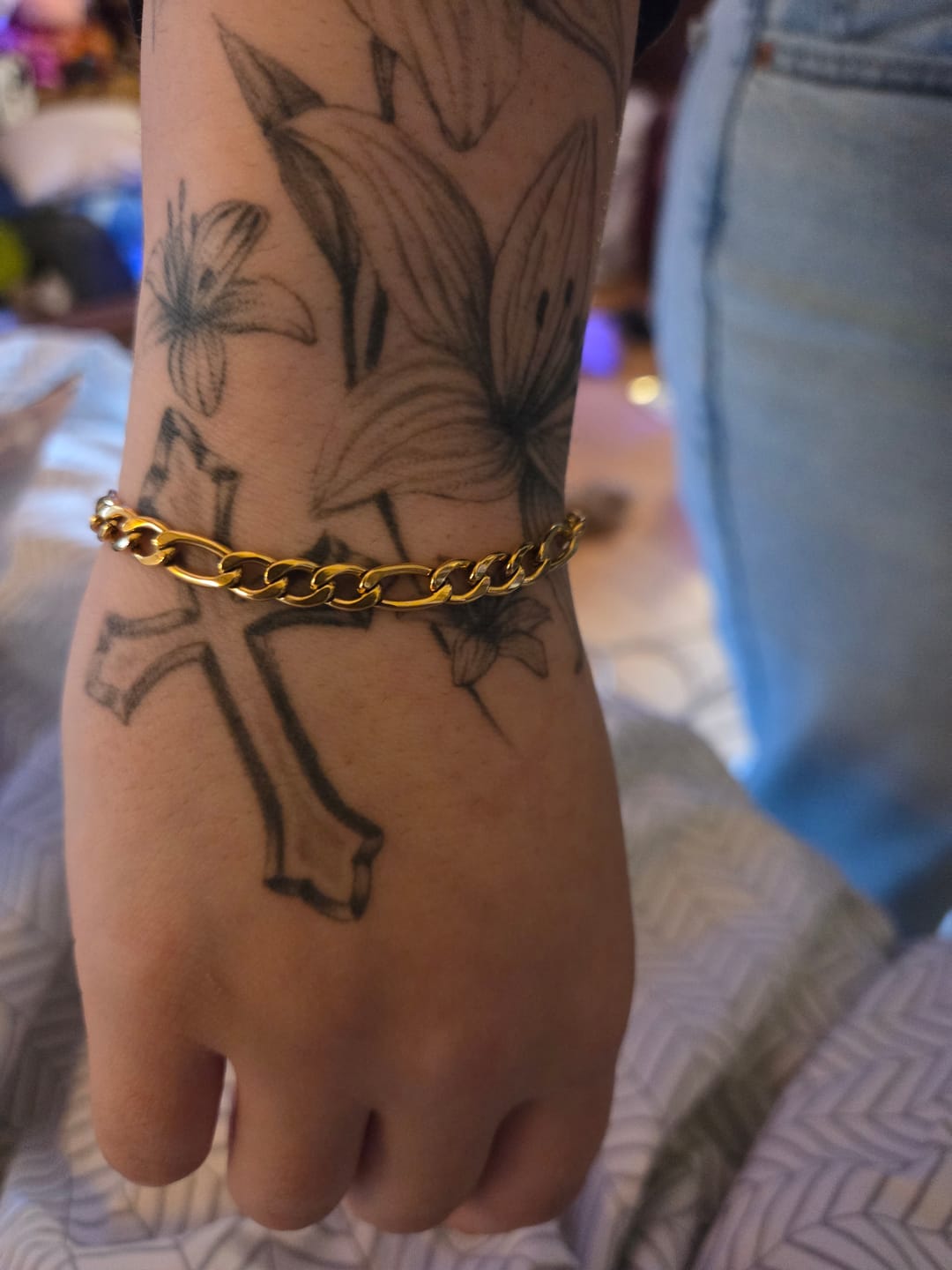 Customer photo review of Paperclip Figaro Bracelet Set