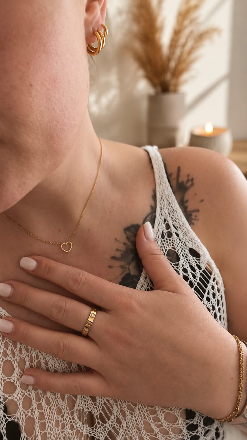 Customer photo review of Fine Heart Halskette | 18K vergoldet
