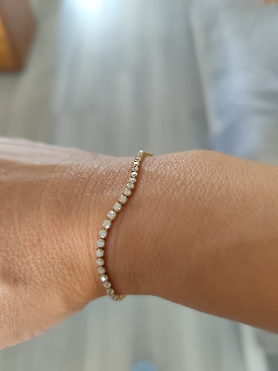 Customer photo review of Ava Petite Gold White Bracelet