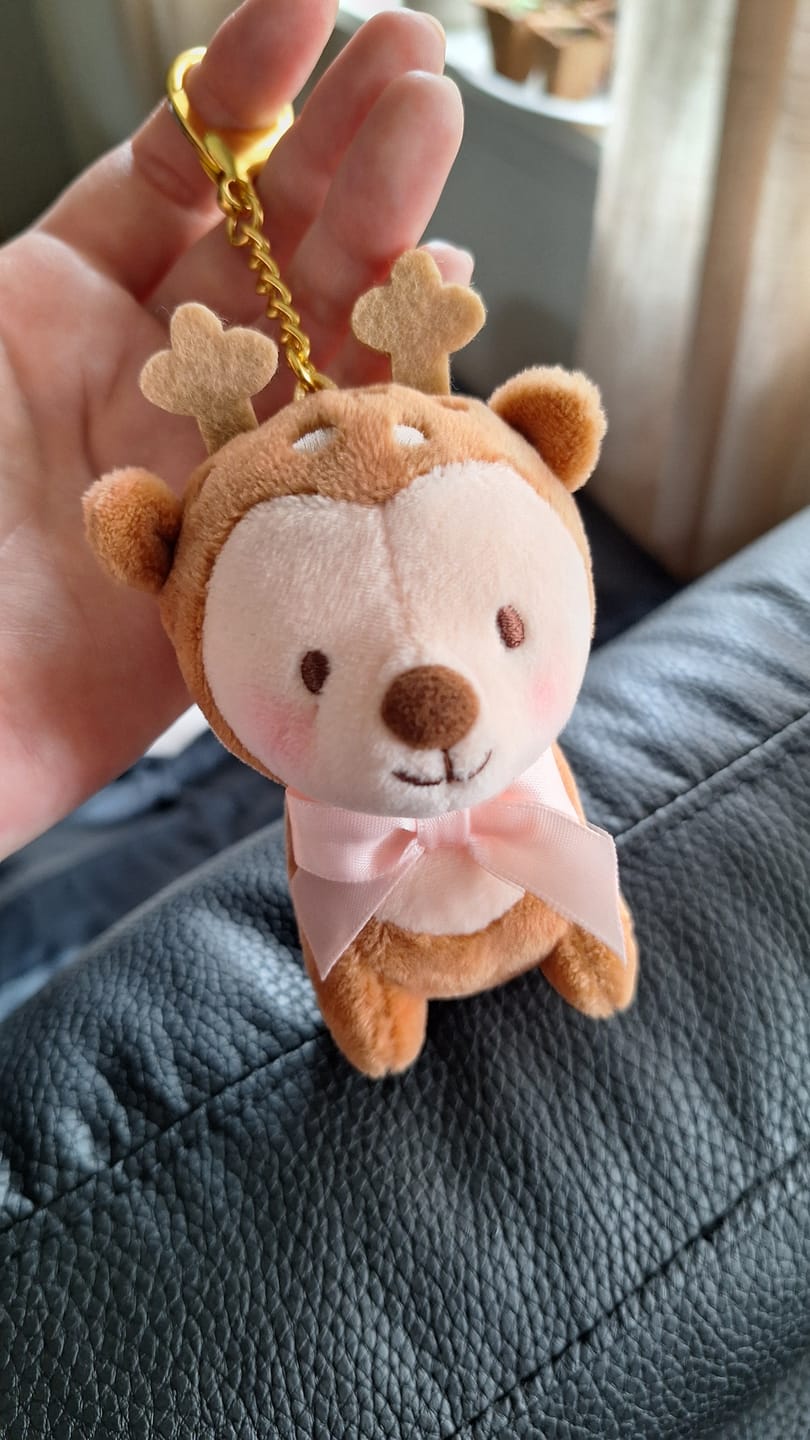 Customer photo review of Cinnamon the Deer Plush Keychain | Pink Coquette Kawaii Cottagecore Bag Charm