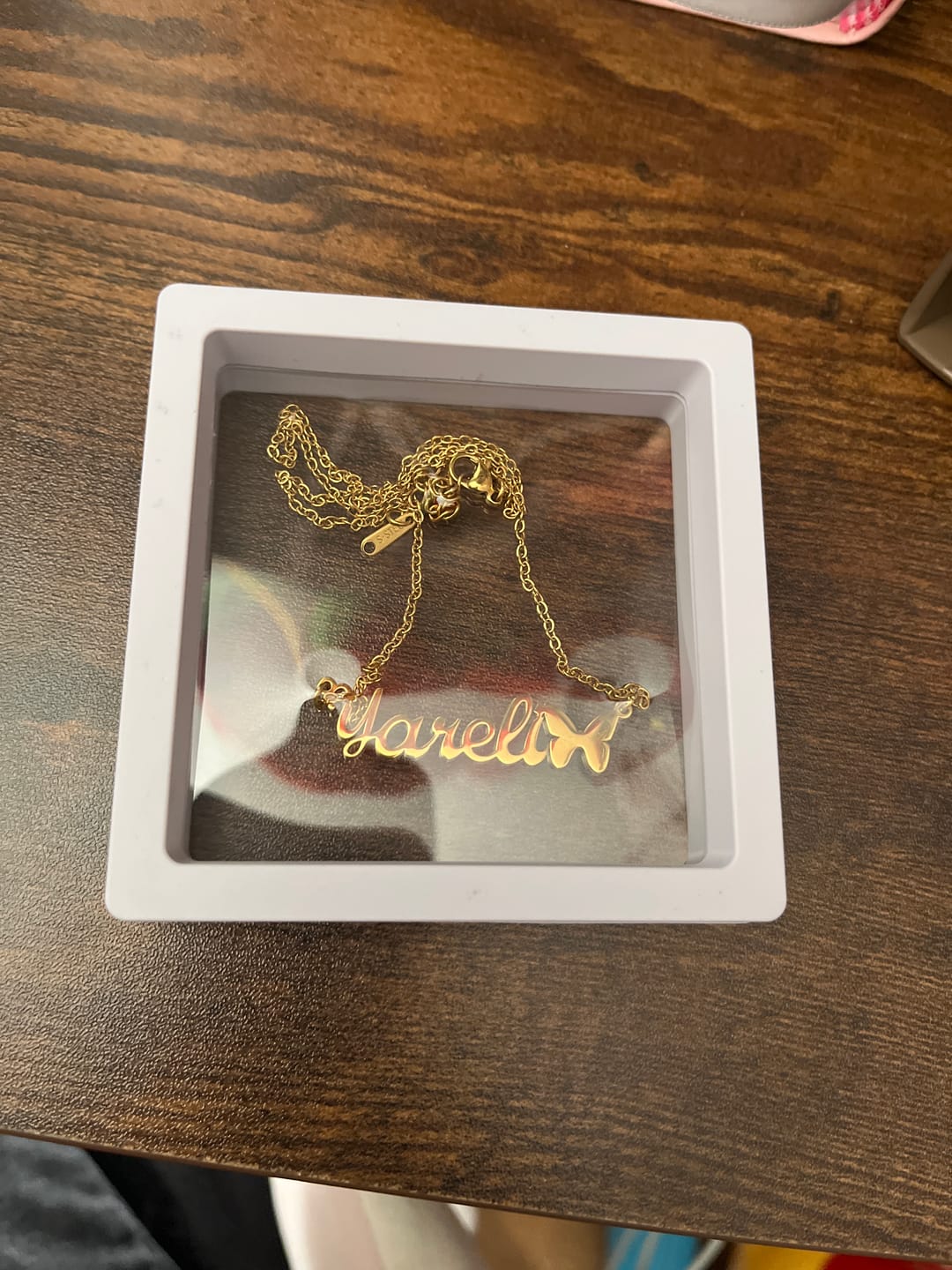 Customer photo review of Butterfly Name Necklace