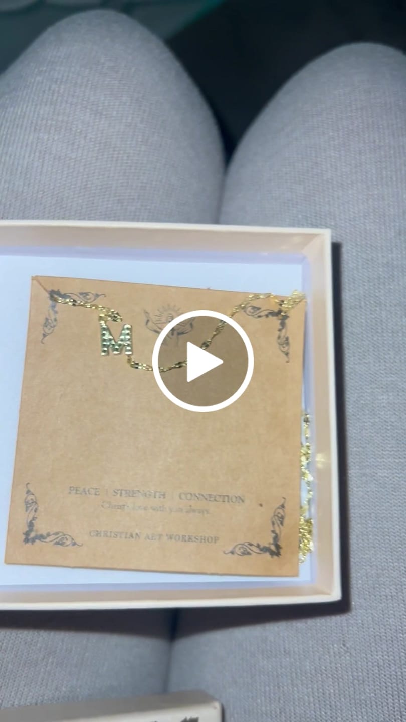 Customer video review of Christianartworkshop Personalized A-Z Initial Crown Cross Necklace: Custom Sacred Faith Monogram Pendant Jewelry