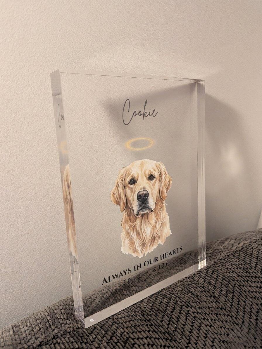 Customer photo review of Forever Loved - Custom Minimalist Memorial Pet Photo Acrylic Block