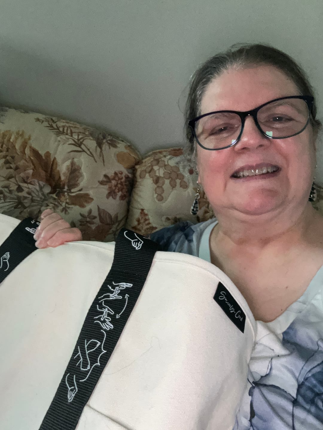Customer photo review of JESUS LOVES YOU ASL TOTE BAG