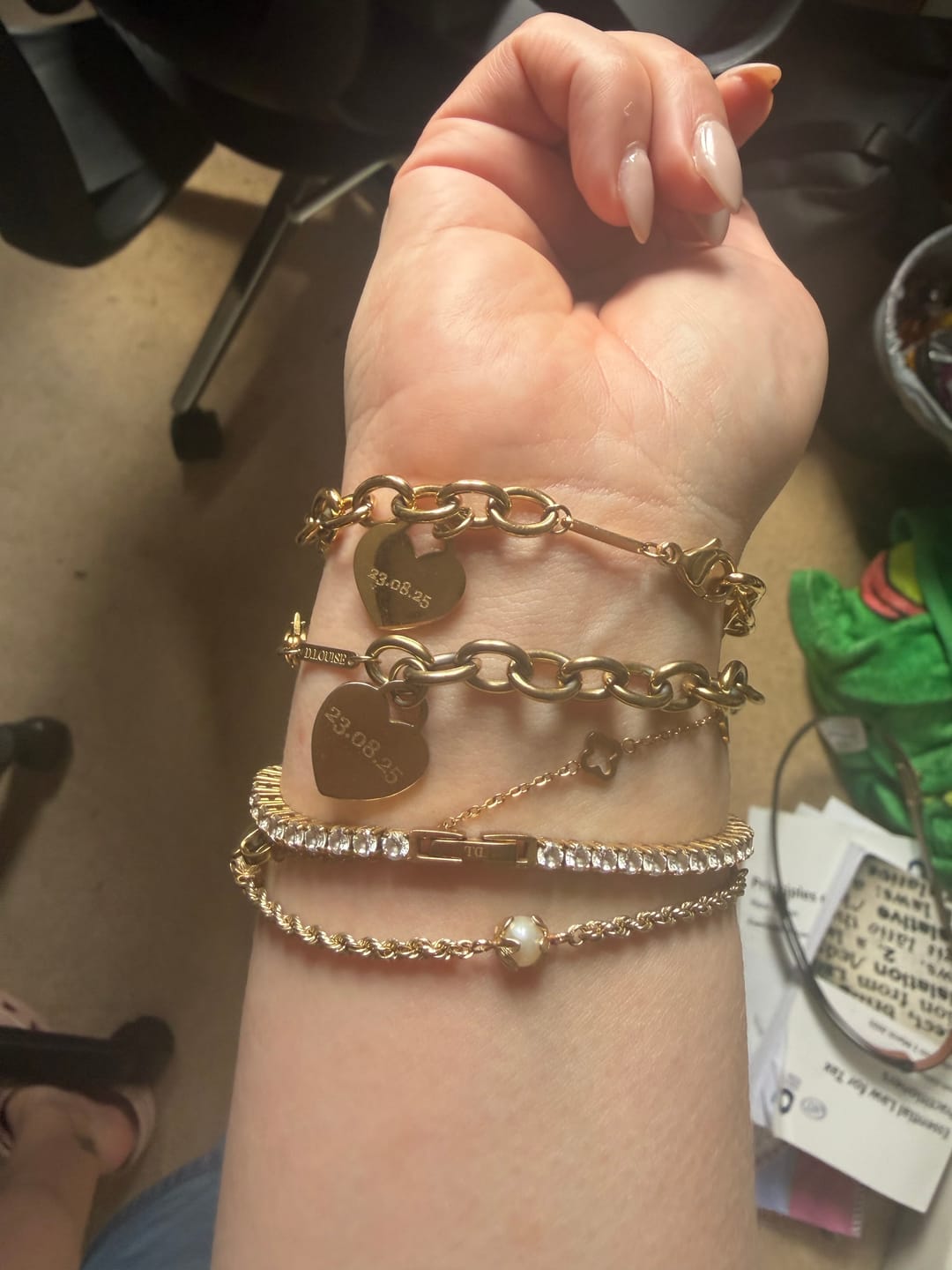Customer photo review of Classic Chunky Engravable Heart Bracelet