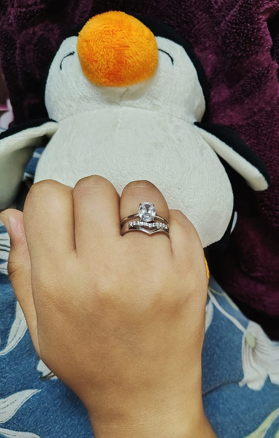 Customer photo review of 2Ct Mavis Low Setted Silver Oval Ring