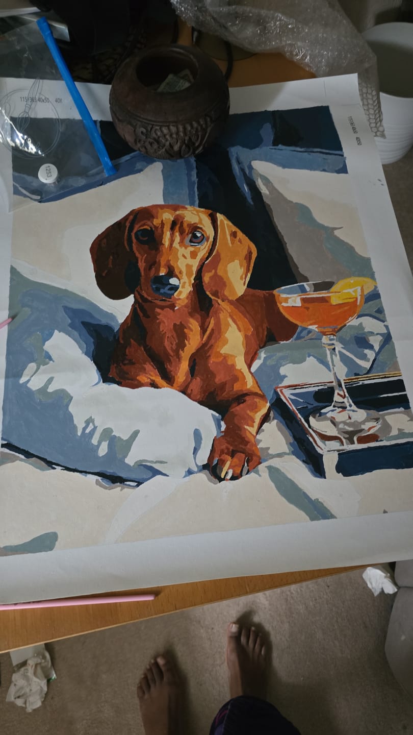 Customer photo review of Luxury Lounge Dachshund | Paint by Number