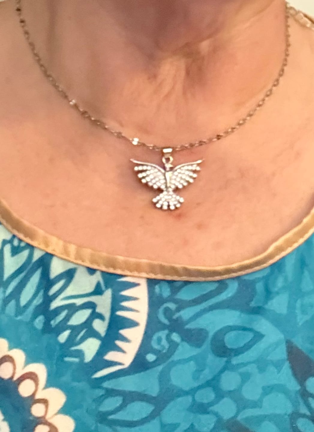 Customer photo review of Sparkling Holy Spirit Dove Winged Necklace: Emblem of Divine Guidance