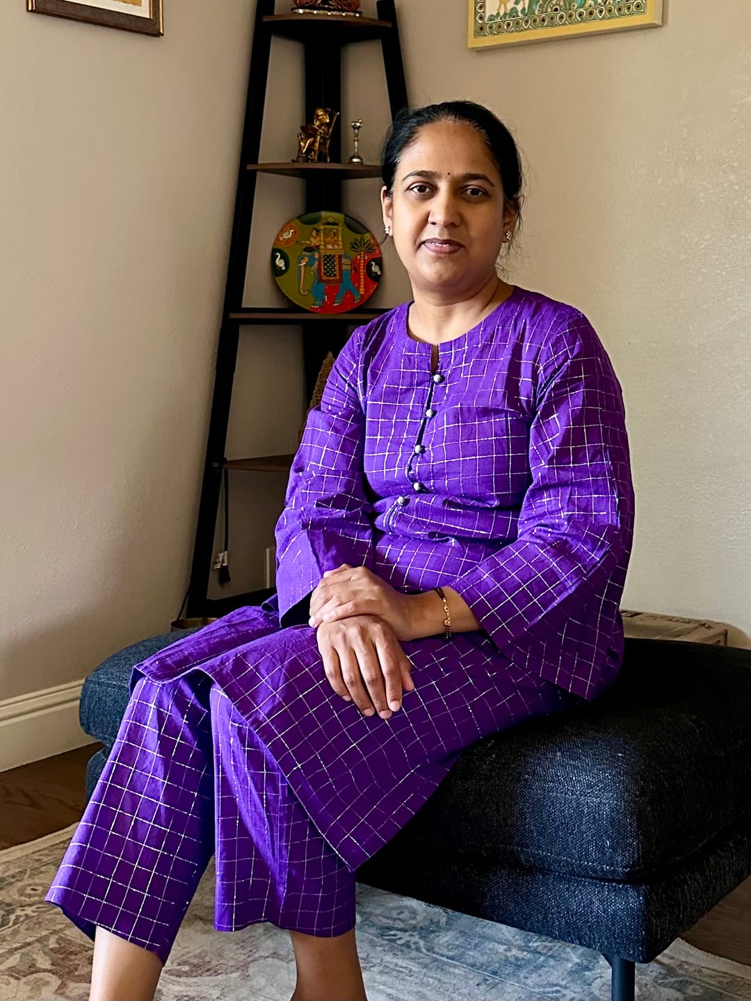 Customer photo review of Co-ord Set Amethyst Grid Cotton kurta and Pants
