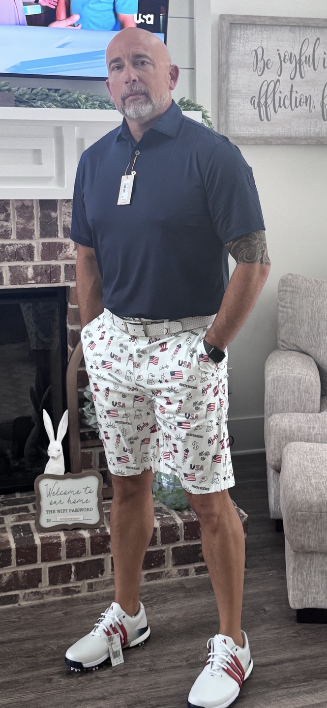 Men American flag Golf Shorts golf outfit inspiration from Golf Gentry