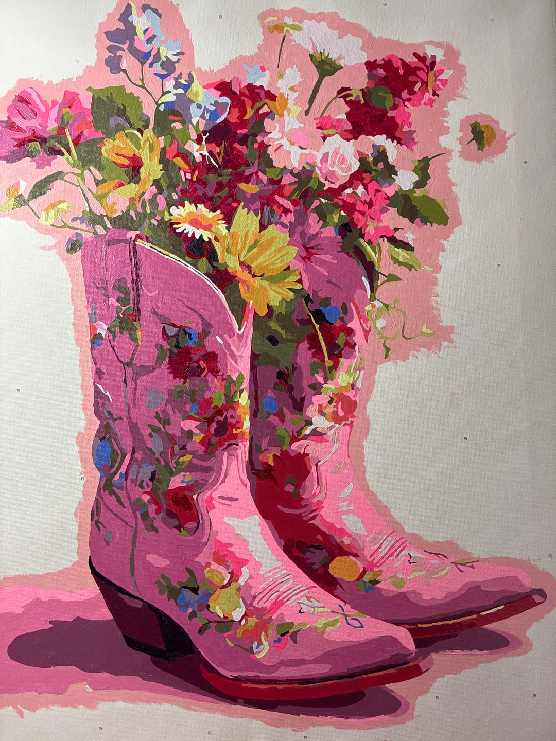 Customer photo review of Cowboy Floral boots | Paint by Number