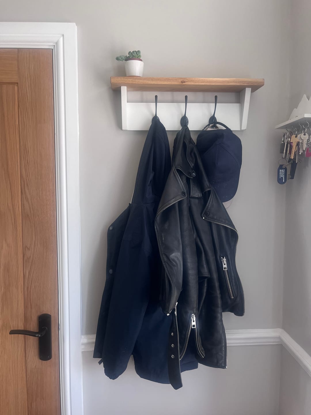 Customer photo review of White Coat Rack with Shelf