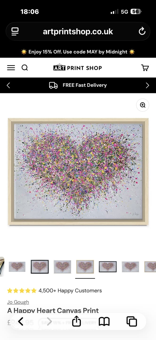 Customer photo review of A Happy Heart Canvas Print