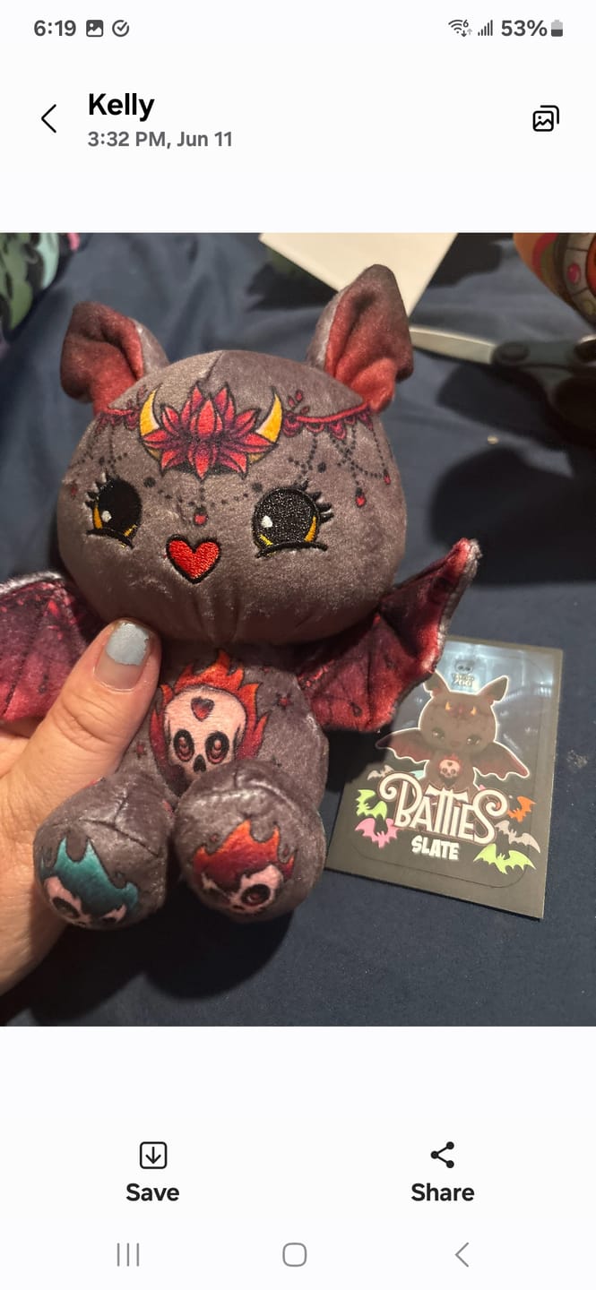 Customer photo review of Pumpkin the Bat Plushie