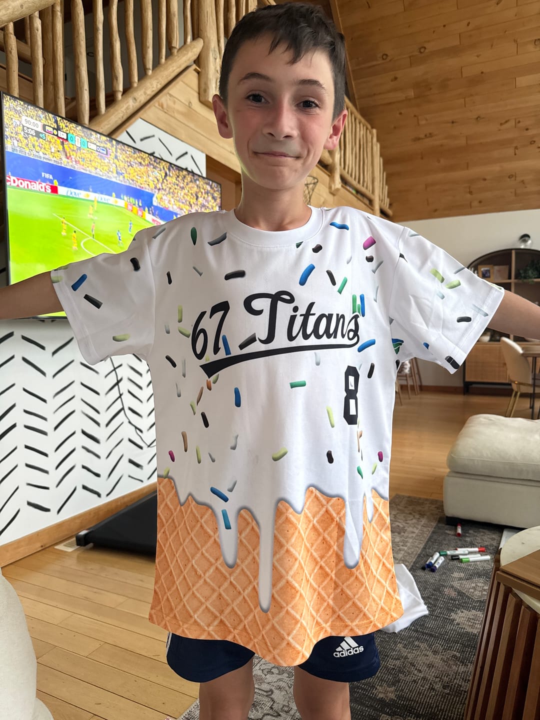 Customer photo review of Custom White Ice Cream Cone Graffiti Pattern Fashion Authentic T-Shirt