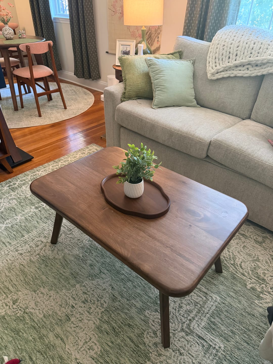 Customer photo review of Sidney Rectangular Cocktail Table - Solid Walnut Wood - Mid Century Modern Design