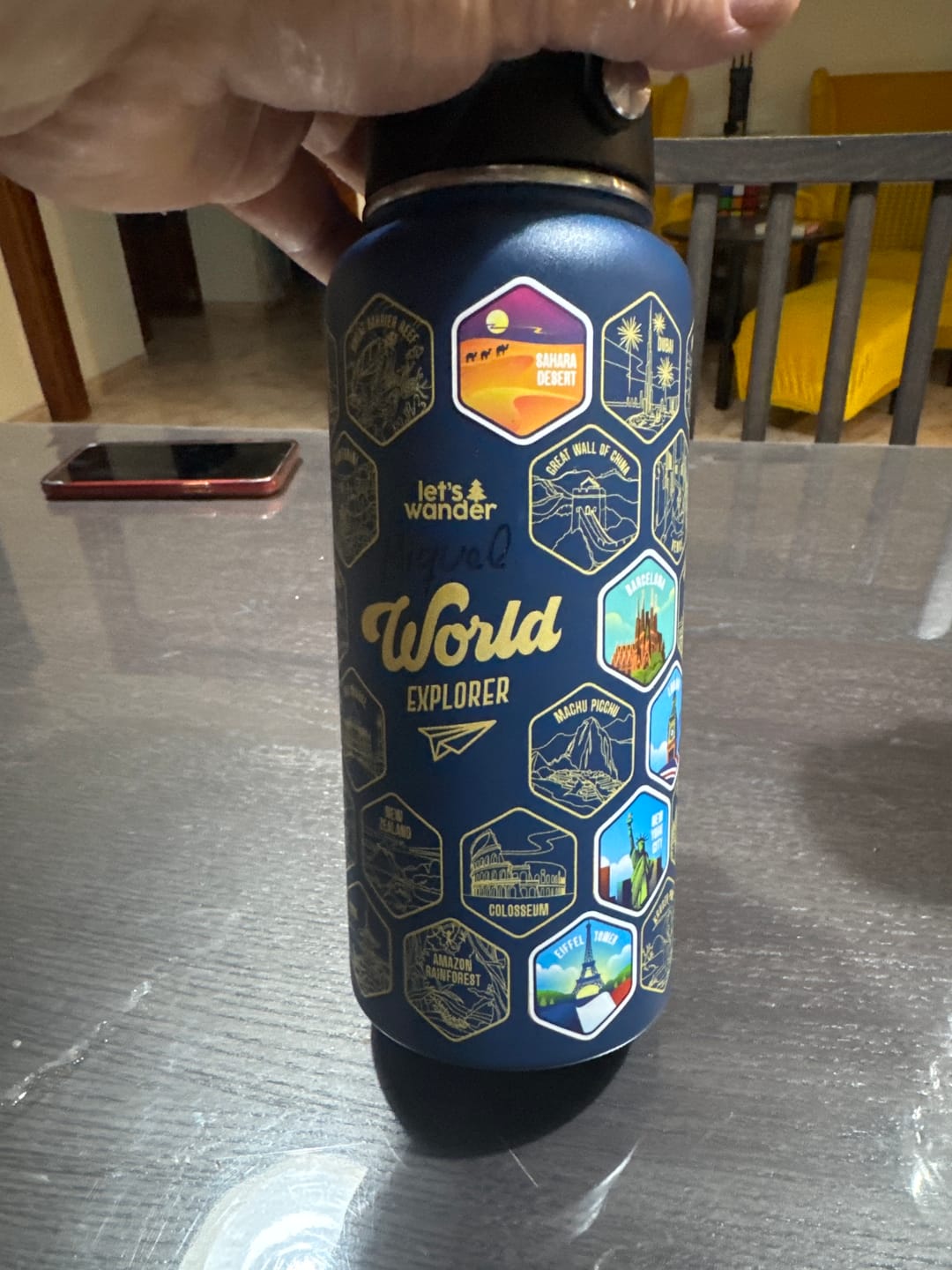 Customer photo review of World Explorer Bottle + Stickers