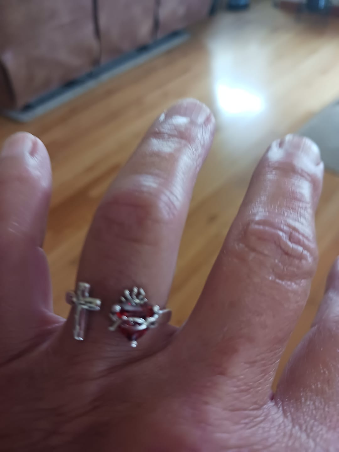 Customer photo review of Sacred Heart of Jesus Ring: With God All Things Are Possible